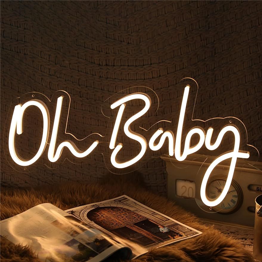 Baby Nursery Wall Lights - Insegna Luminosa LED 'Oh Baby' Alimentata
