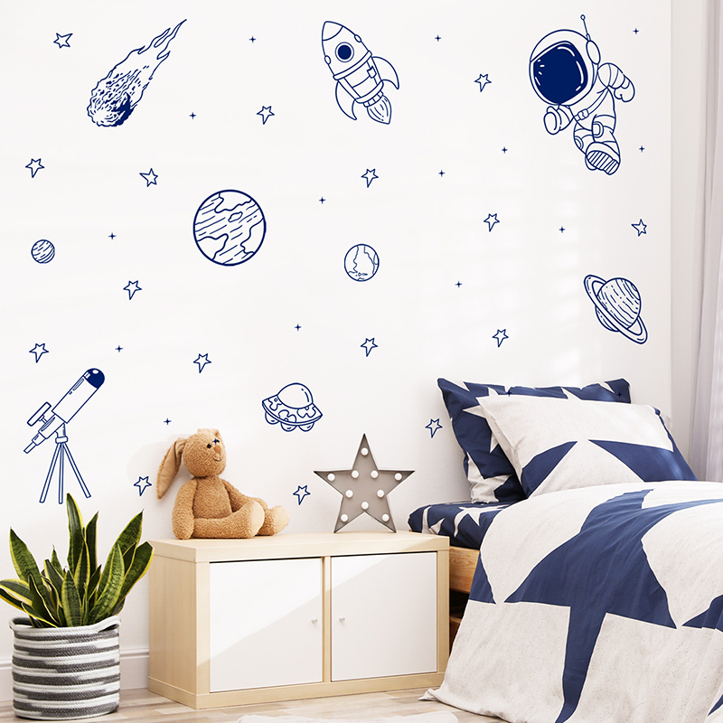 Baby Nursery Design - Adesivo da parete autoadesivo con razzo