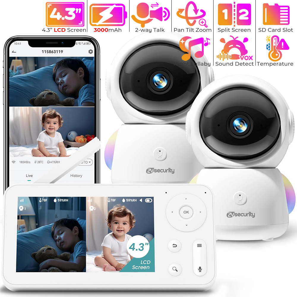 Baby Nursery Design - Baby monitor 2K con 2 telecamere