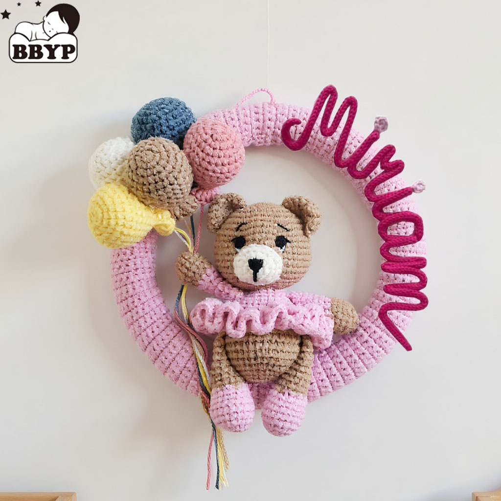 Baby Nursery Things - Ghirlanda personalizzata con nome all'uncinetto con