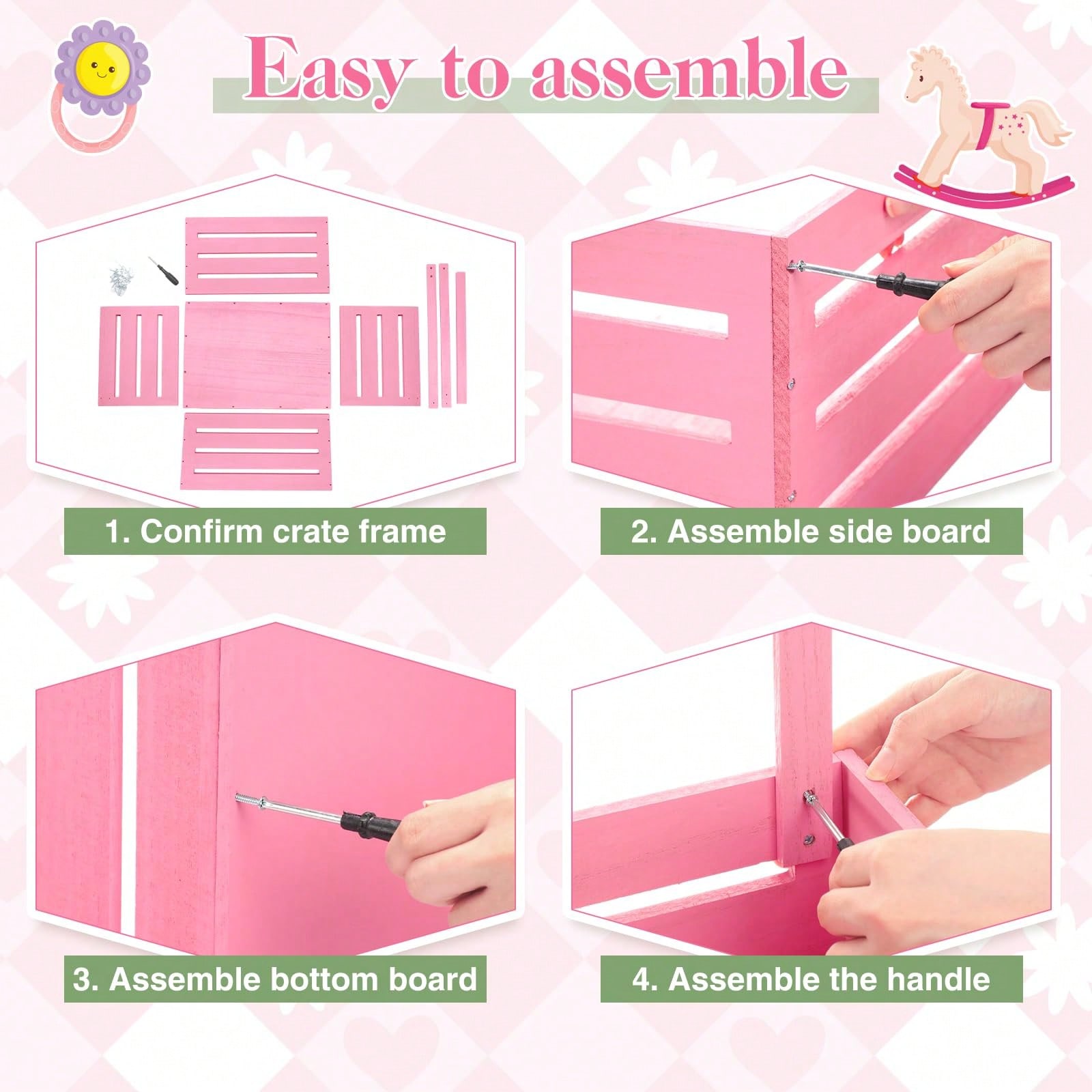 Cesta in legno rosa per baby s - Baby Nursery Unit recensione e prezzo