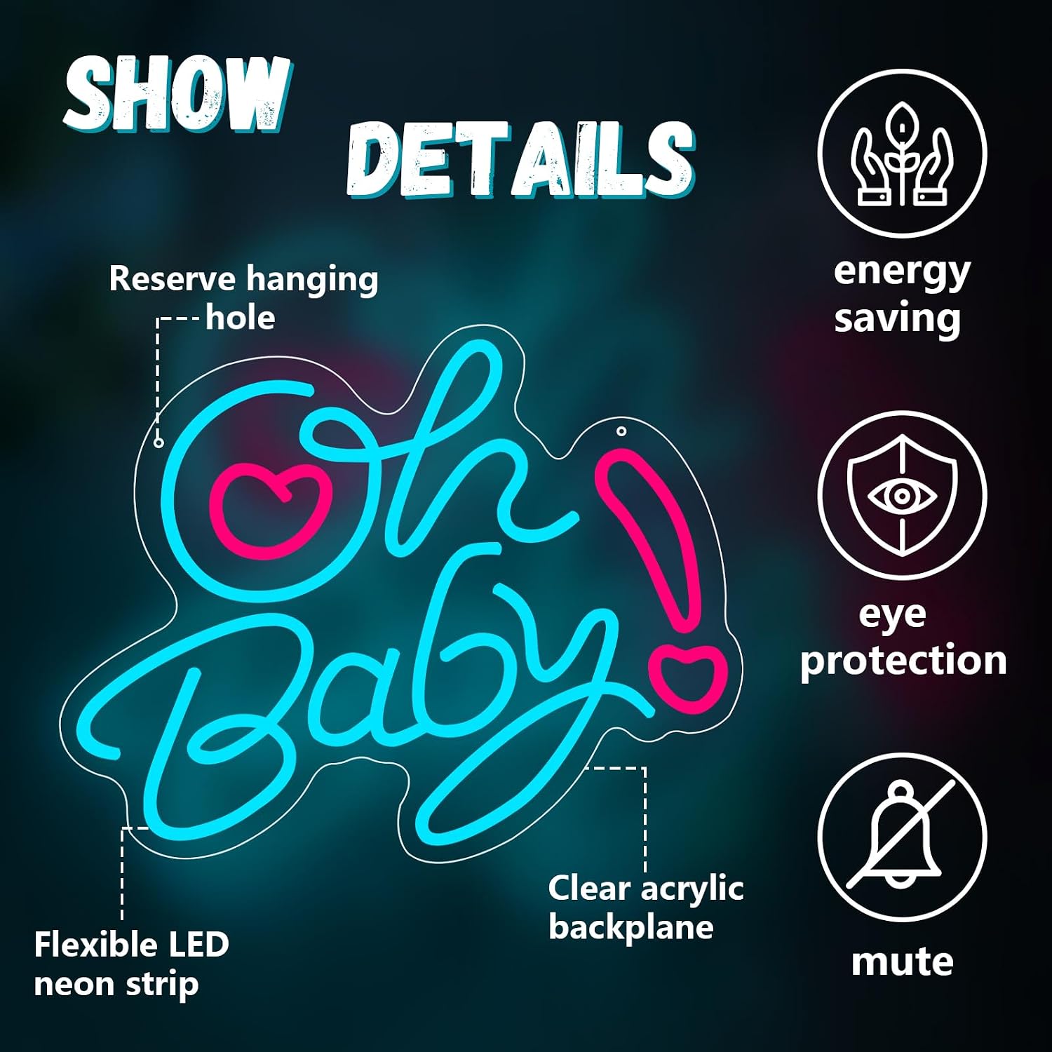 Insegna LED Neon 'Oh Baby' a F - Baby Nursery Wall Lights recensione e prezzo